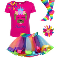 Brown Puppy Dog Outfit - Neon Flowers - Outfit - Bubblegum Divas Store