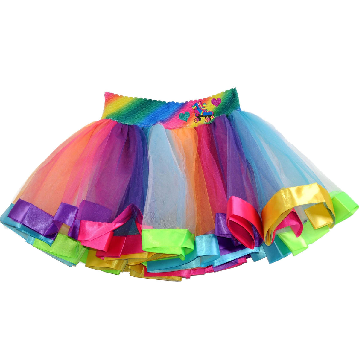 Girls Rainbow Ribbon Roller Skating Tutu Skirt