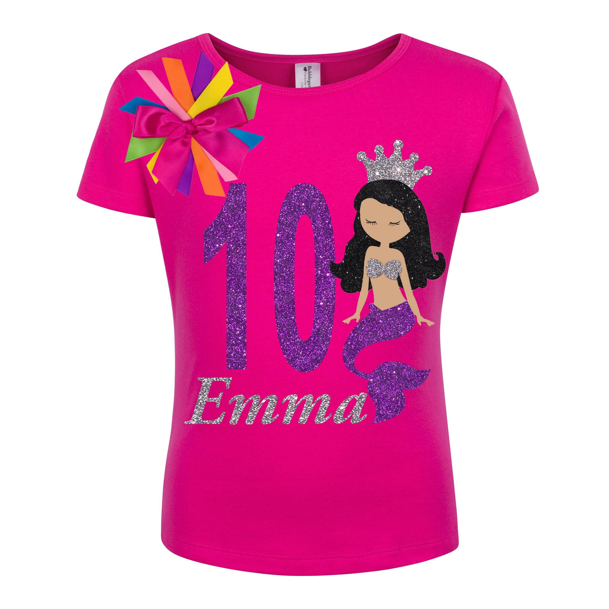 Personalized Glittery Mermaid 10th Birthday Girl Shirt