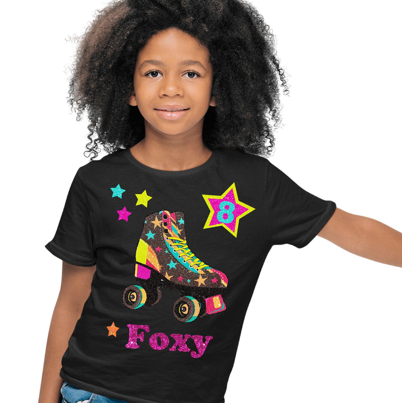 Foxy Brown 8th Birthday Roller Skate Shirt for Girls - Bubblegum Divas 