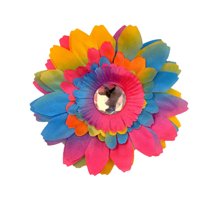 Rainbow Flower Hair Clip - Bubblegum Divas 
