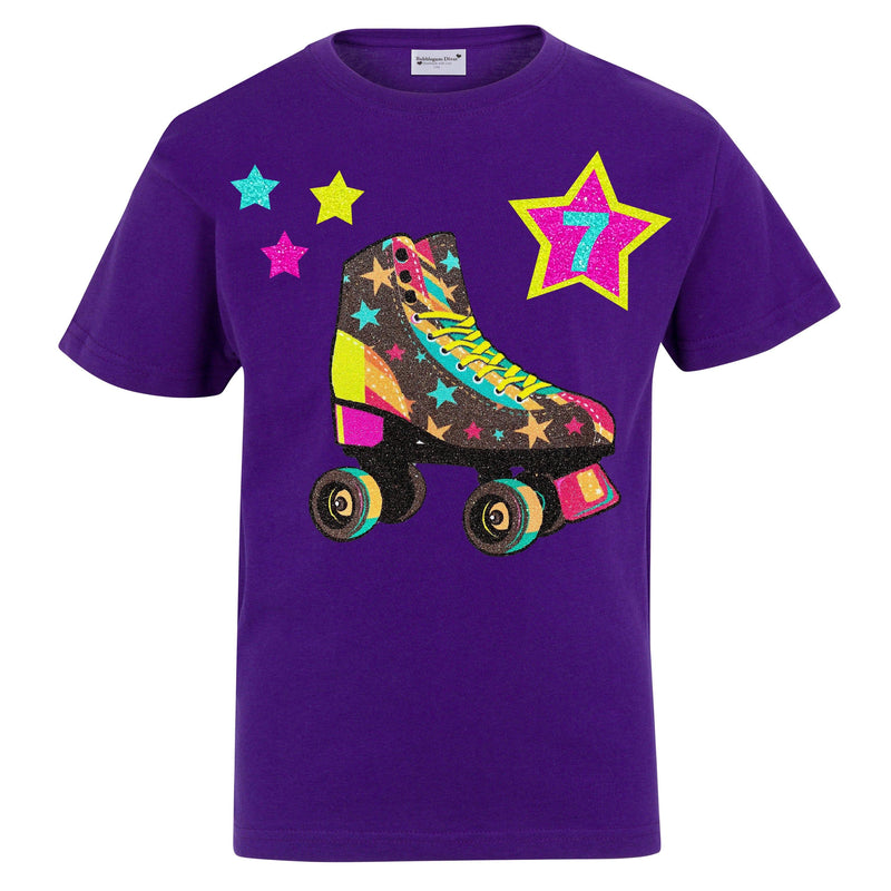 Foxy Brown Handmade 7th Birthday Roller Skate Shirt for Girls - Bubblegum Divas 