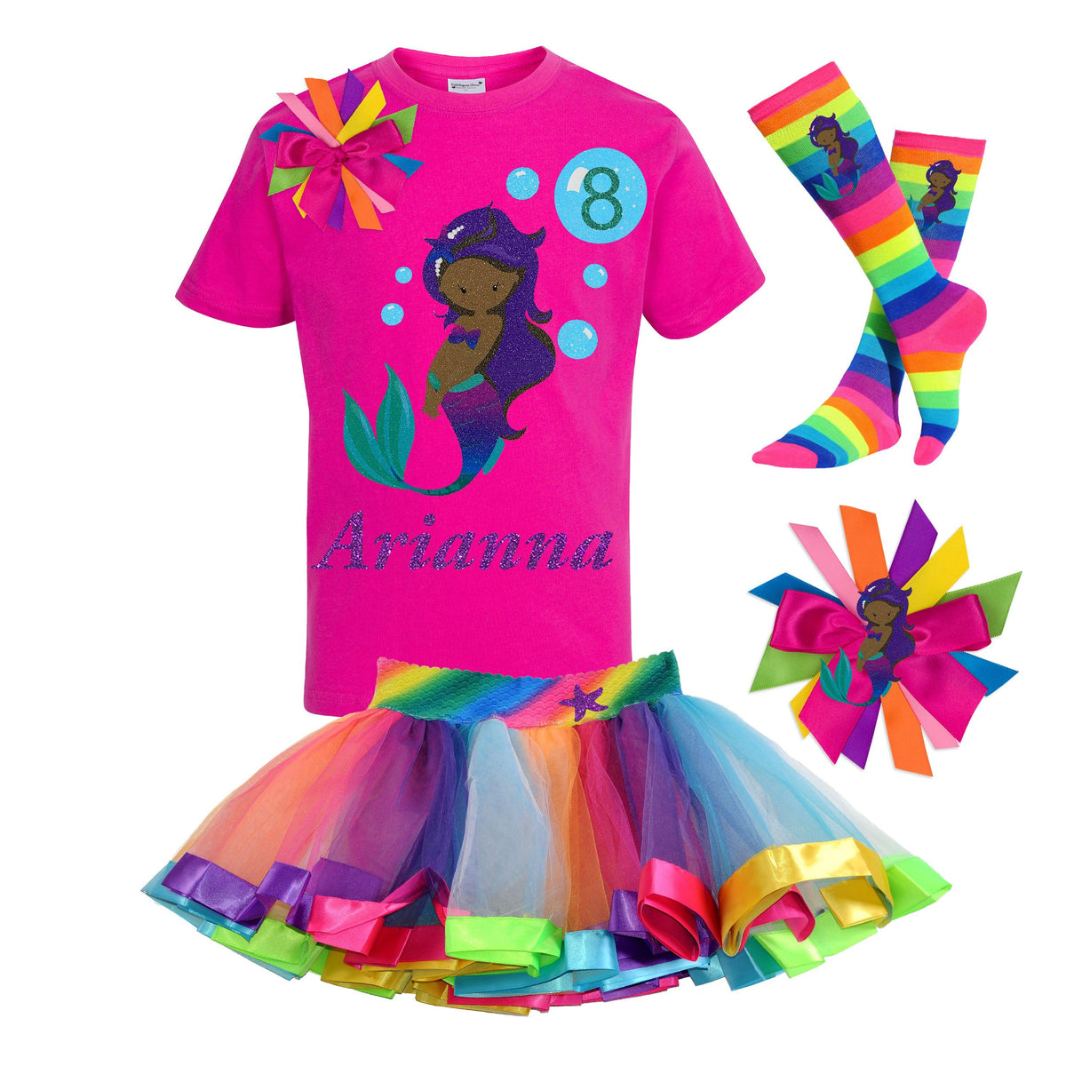 Girls 8th Birthday Mermaid Outfit Personalized Gift - Bubblegum Divas 
