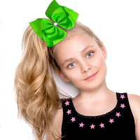Girls Jumbo Neon Green Hair Bow
