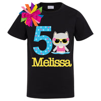Personalized Swim Cat Birthday Shirt - Bubblegum Divas 