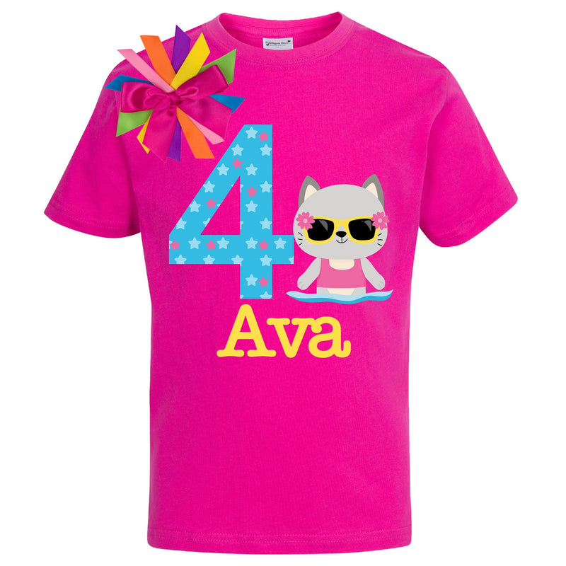 Swim Cat Wearing Sunglasses Birthday Shirt