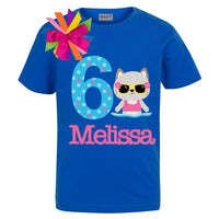 Girls' Swim Cat Birthday Shirt