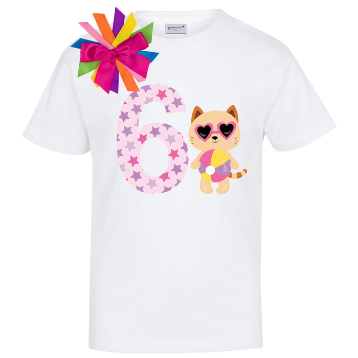 Cute Cat Birthday Shirt for Little Girls