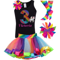 3rd Birthday Outfit - Rainbow Unicorn - Outfit - Bubblegum Divas Store