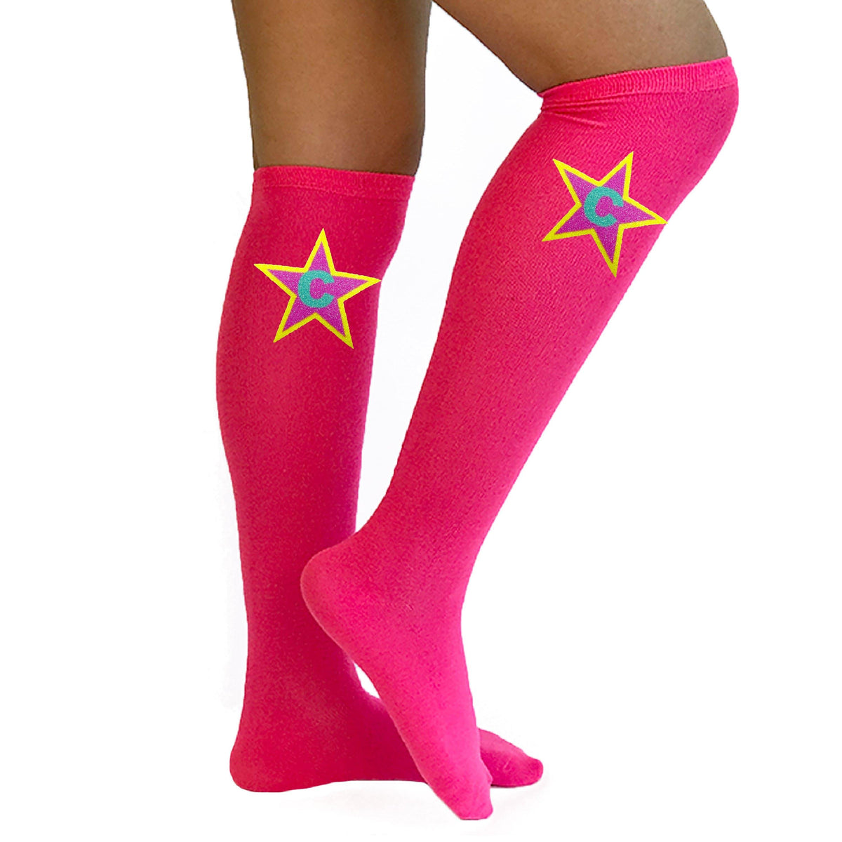 Pink Initial Birthday Star Socks