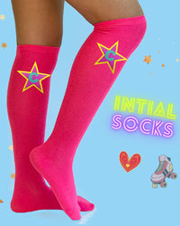 Pink Initial Birthday Star Socks - Bubblegum Divas 