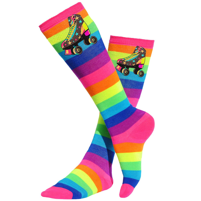 Girls Socks Rainbow Roller Skate 