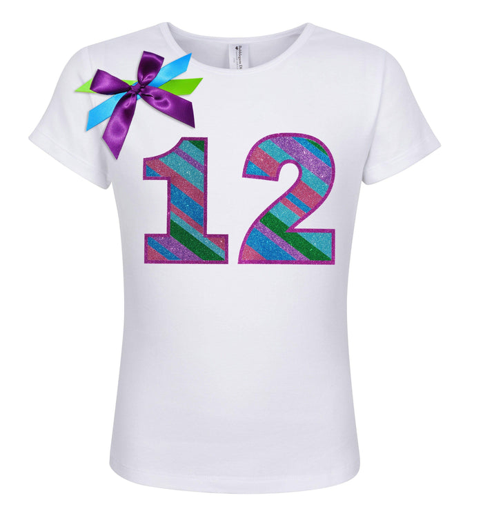 Punch Berry Stripes 12th Birthday Shirt - Bubblegum Divas 