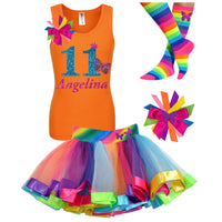 11th Birthday Outfit - Butterfly Shirt - Rainbow Tutu Outfit - Bubblegum Divas Store