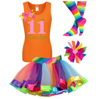 11th Birthday Girl - Pink Glitter Rainbow Outfit - Bubblegum Divas Store