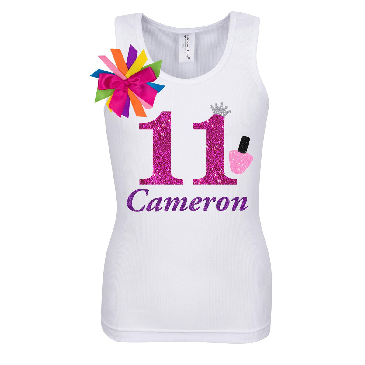 Personalized Glittery 11th Birthday Shirt for Tween Girls