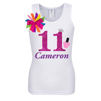Personalized Glittery 11th Birthday Shirt for Tween Girls - Bubblegum Divas 