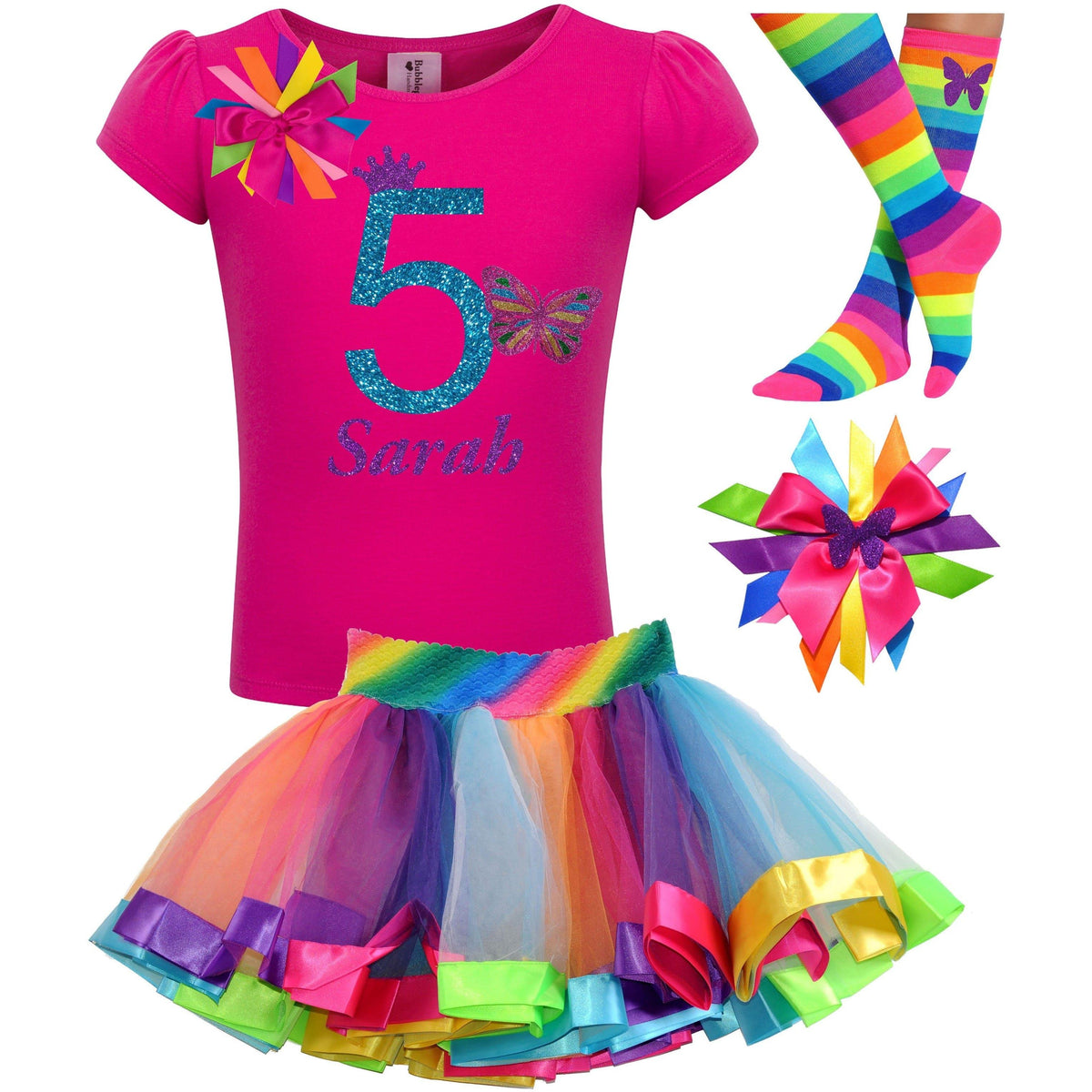 5th Birthday Outfit - Pink Butterfly - Outfit - Bubblegum Divas Store
