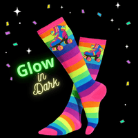 Happy Wings Roller Skate Socks Neon Rainbow Stripes Glow in Dark