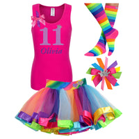 11th Birthday Girl - Purple Rainbow Outfit - Bubblegum Divas Store