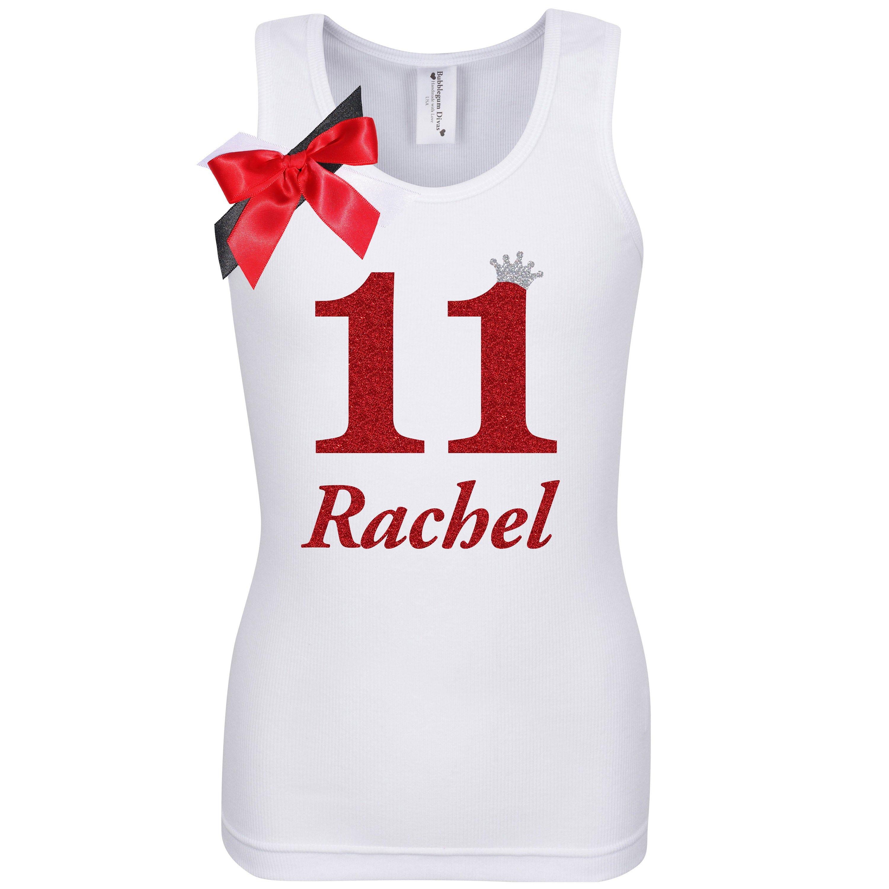 Personalized Glittery 11th Birthday Shirt for Tween Girls
