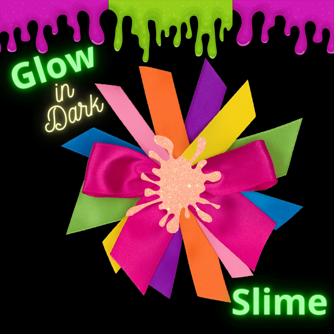 Girls Orange Glitter Slime Hair Bow Slime Party