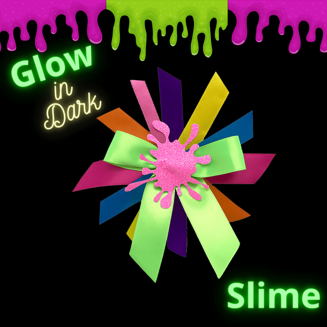 Pink Glitter Slime Rainbow Hair Bow Glow in Dark 