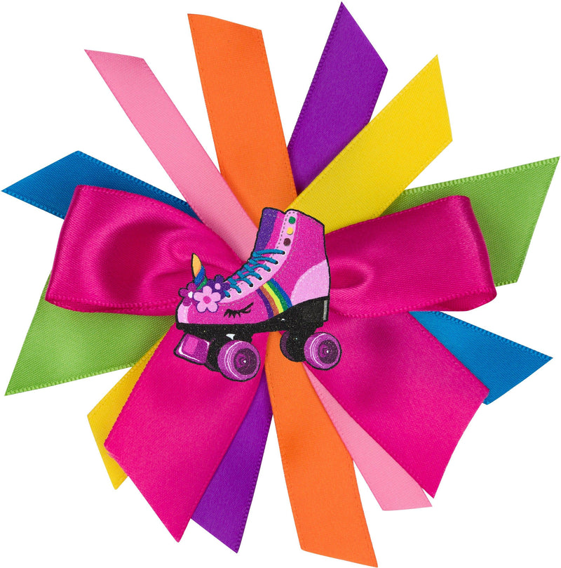 Pinkie Roller Skate Rainbow Ribbon Hair Barrette.
