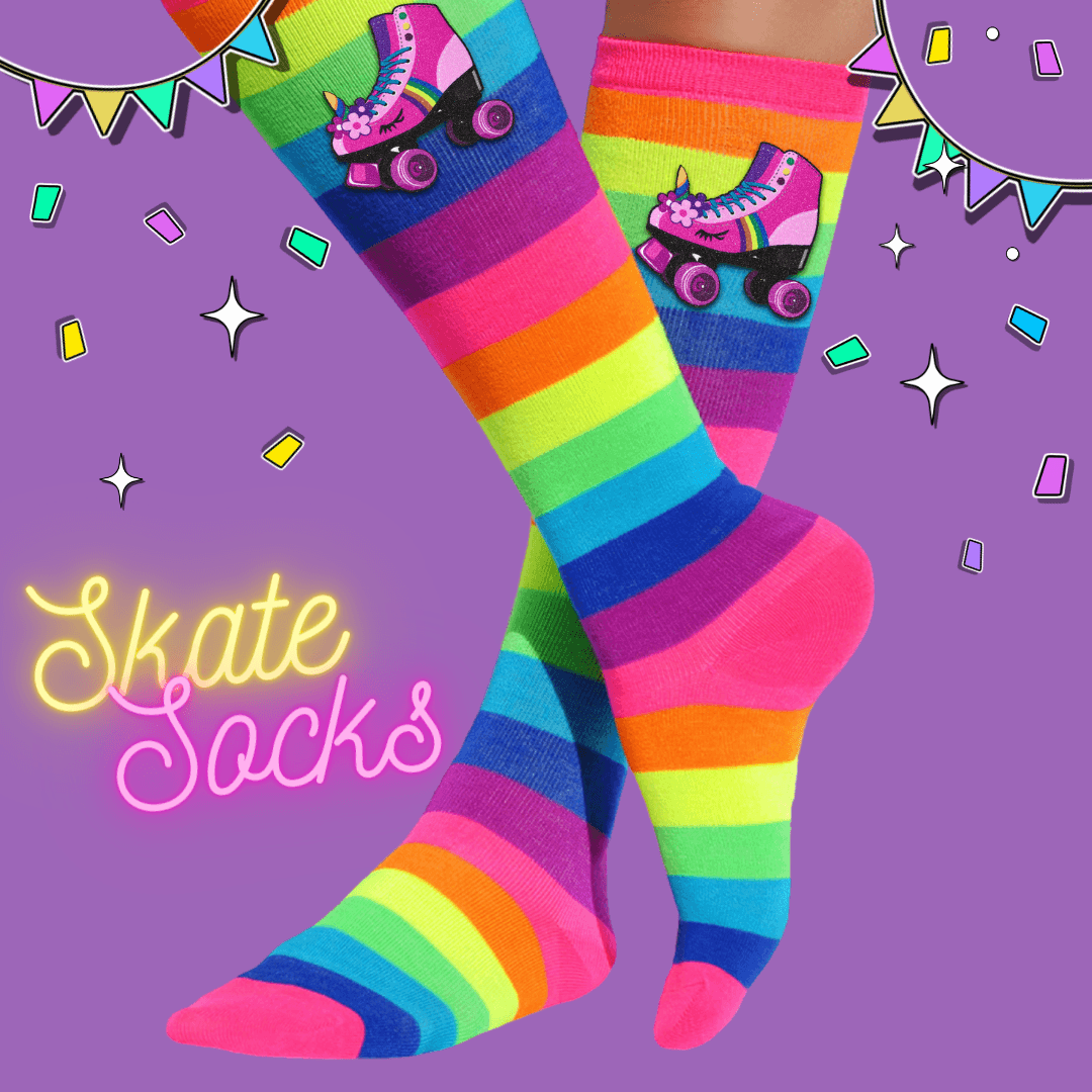 Bubblegum Divas Rainbow Knee High Socks For Girls – Roller Skating & Activewear