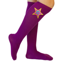Purple Initial Birthday Star Socks