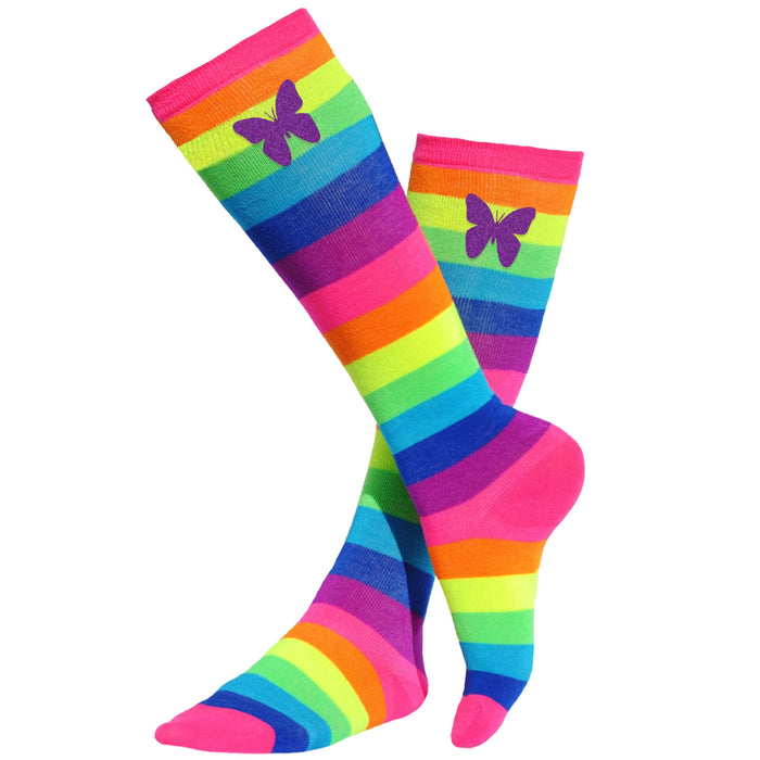 Rainbow Butterfly Socks