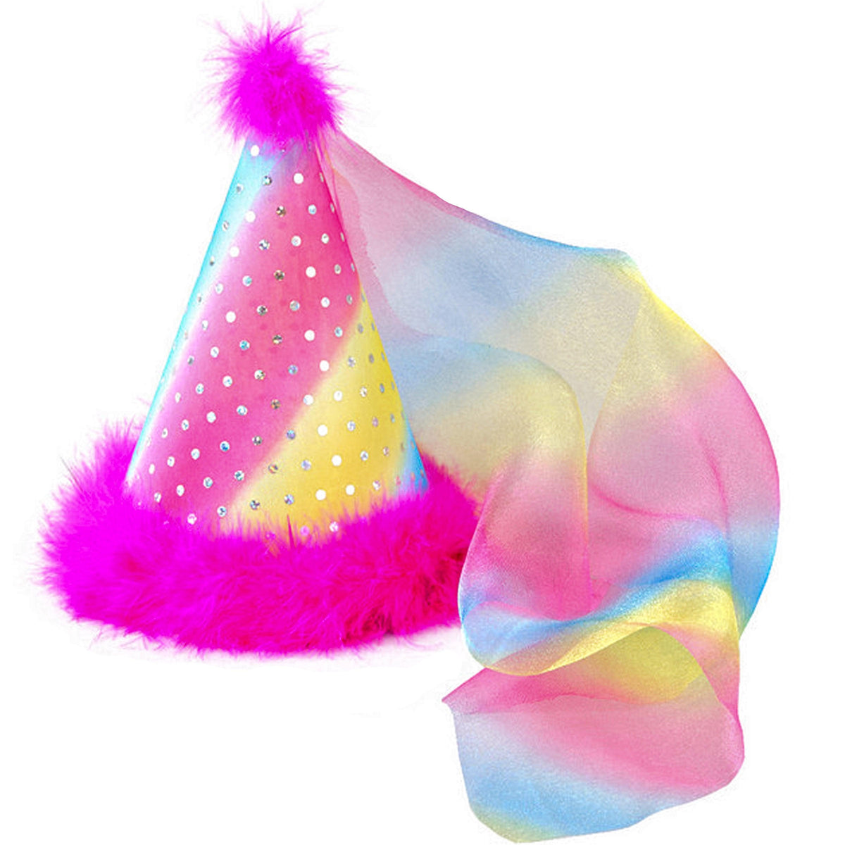 Party Hat - Rainbow Sparkle Dots - Hat - Bubblegum Divas Store