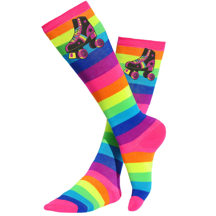 Rainbow Socks Black Roller Skate
