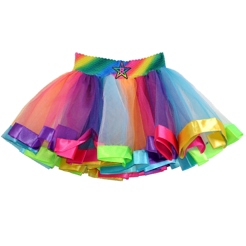Girls Rainbow Ribbon Roller Skating Tutu Skirt