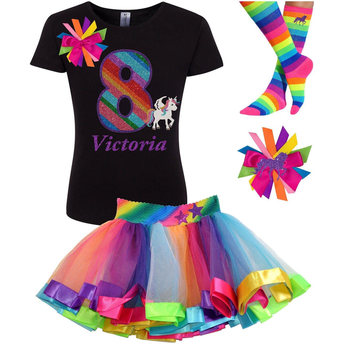8th Birthday Girl Outfit Rainbow Unicorn - Outfit - Bubblegum Divas Store