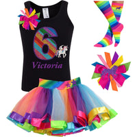 6th Birthday Outfit - Rainbow Unicorn - Outfit - Bubblegum Divas Store