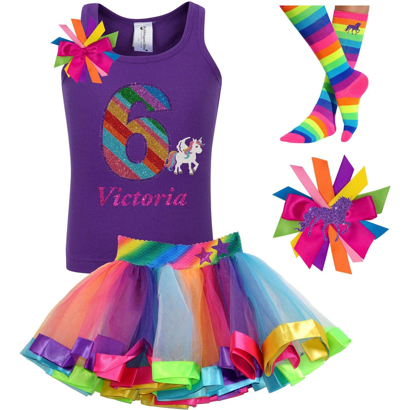 6th Birthday Outfit - Rainbow Unicorn - Outfit - Bubblegum Divas Store