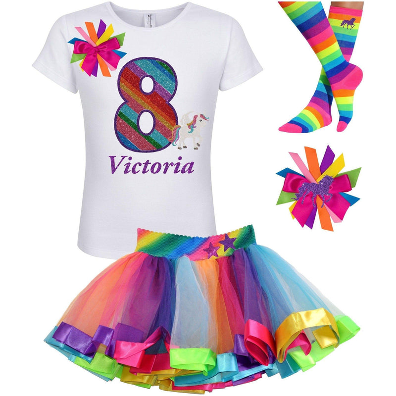 8th Birthday Girl Outfit Rainbow Unicorn - Outfit - Bubblegum Divas Store