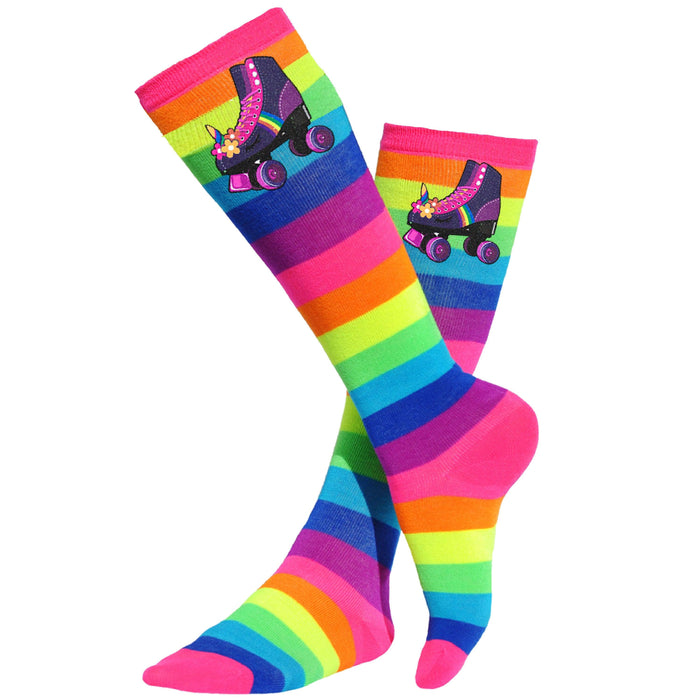 Rainbow roller skate girls socks