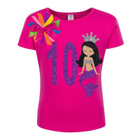 Personalized Glittery Mermaid 10th Birthday Girl Shirt - Bubblegum Divas 