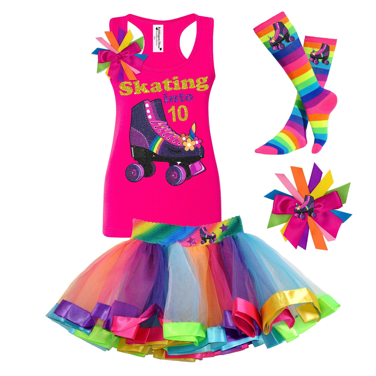Personalized Roller Skating Party Outfit for Girls - Bubblegum Divas 