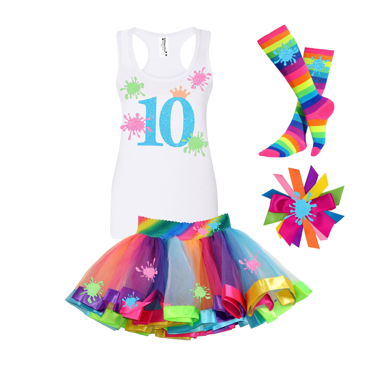 Glittery Rainbow Slime 10th Birthday Outfit