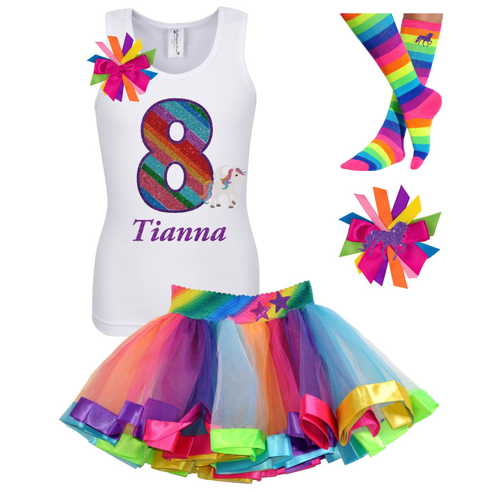 8th Birthday Rainbow Unicorn Outfit - 8th Birthday - Bubblegum Divas Store