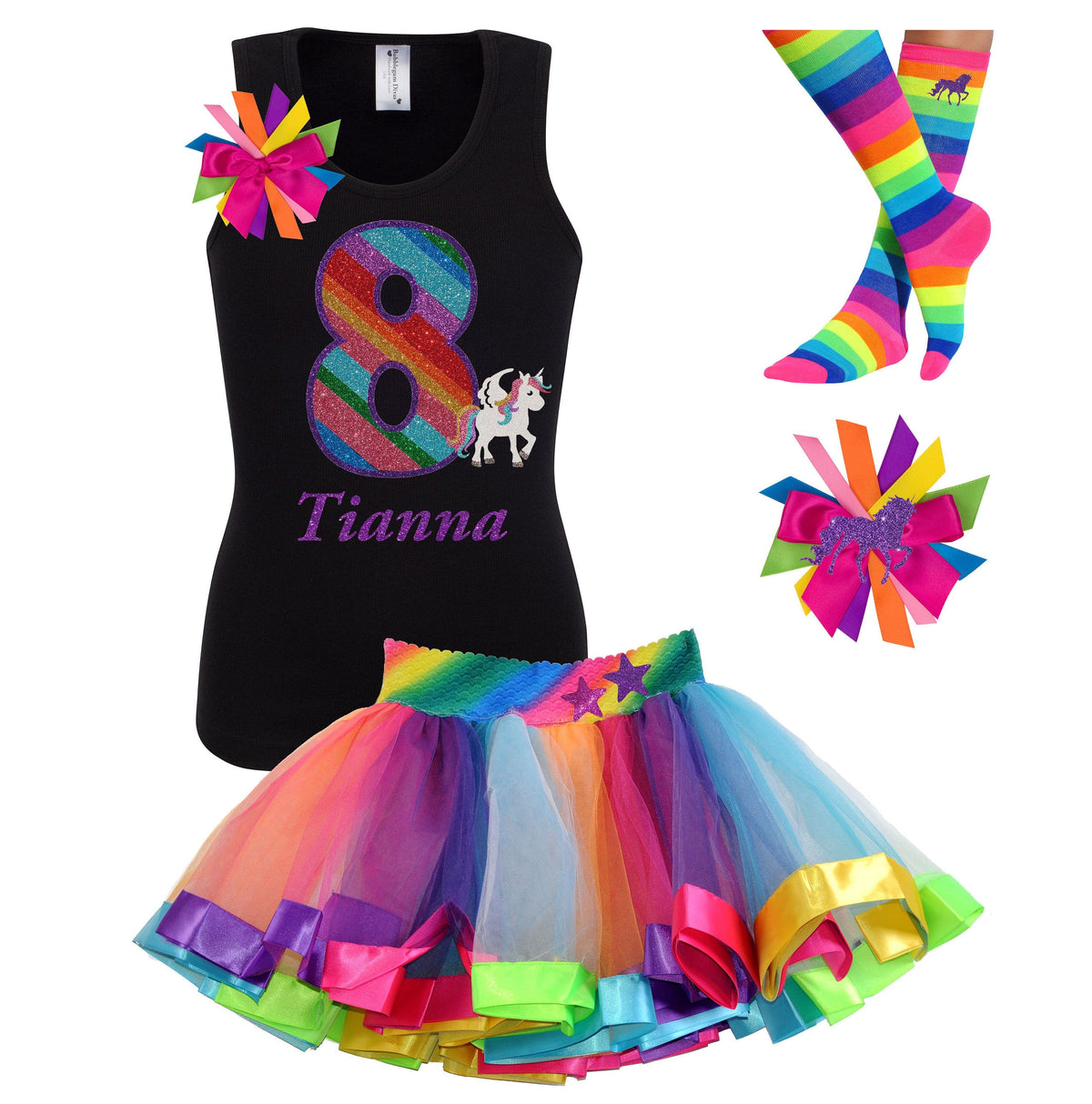 8th Birthday Unicorn Party Outfit - 8th Birthday - Bubblegum Divas Store