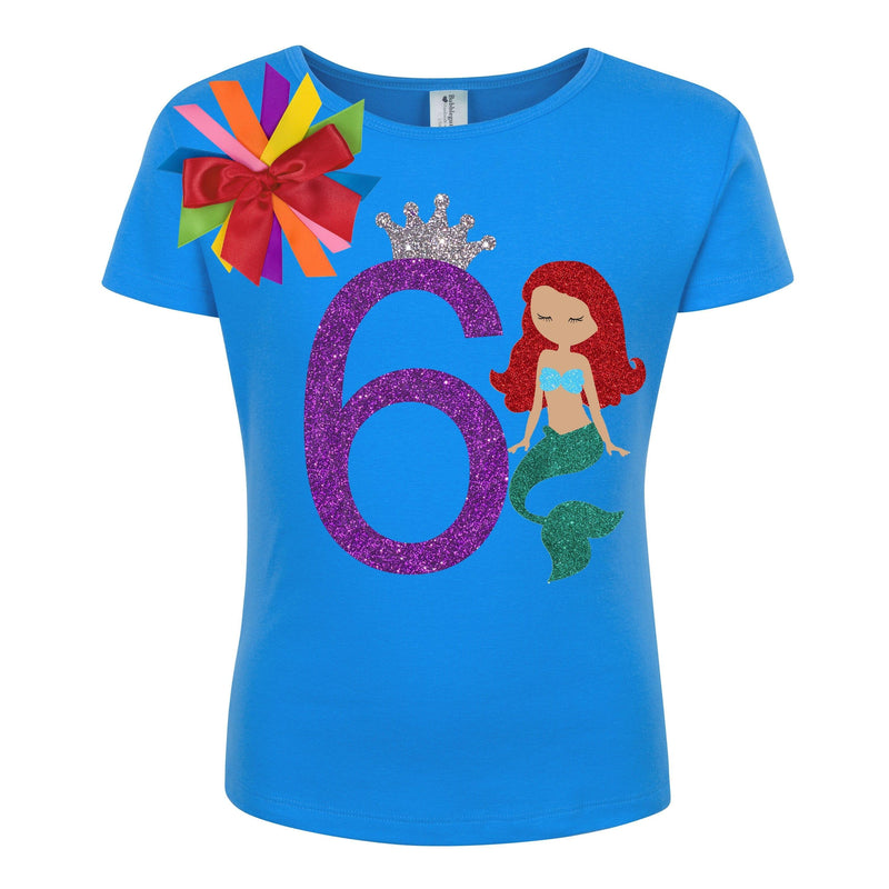 Little Mermaid 6 Birthday Shirt - Bubblegum Divas 
