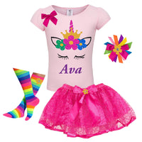 Unicorn Birthday Girl Outfit Rainbow Flowers - Outfit - Bubblegum Divas Store