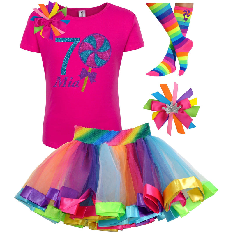 7th Birthday Lollipop Shirt & Tutu Set - Bubblegum Divas 